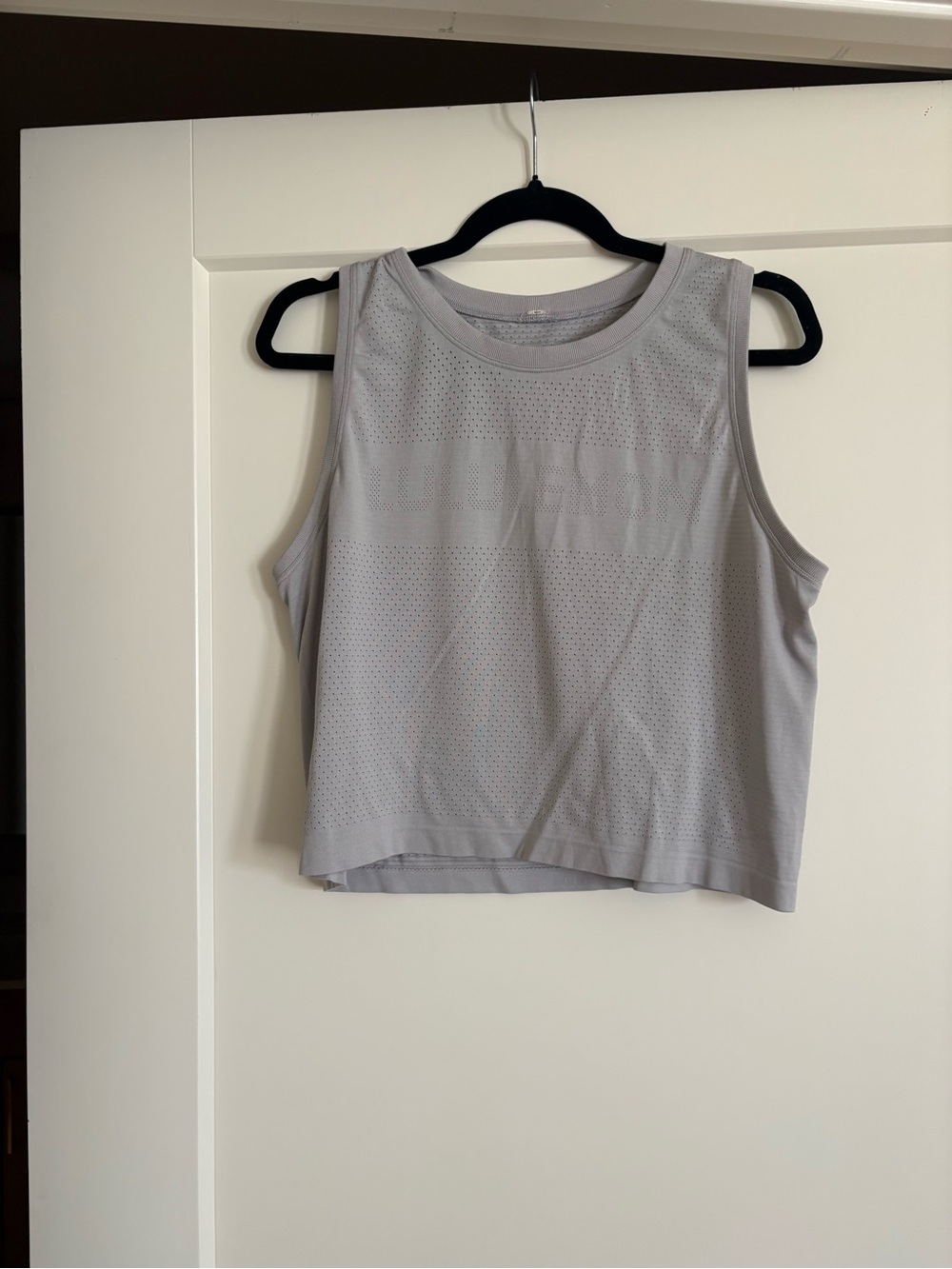 lululemon athletica Light Gray Perforated Crop Tank